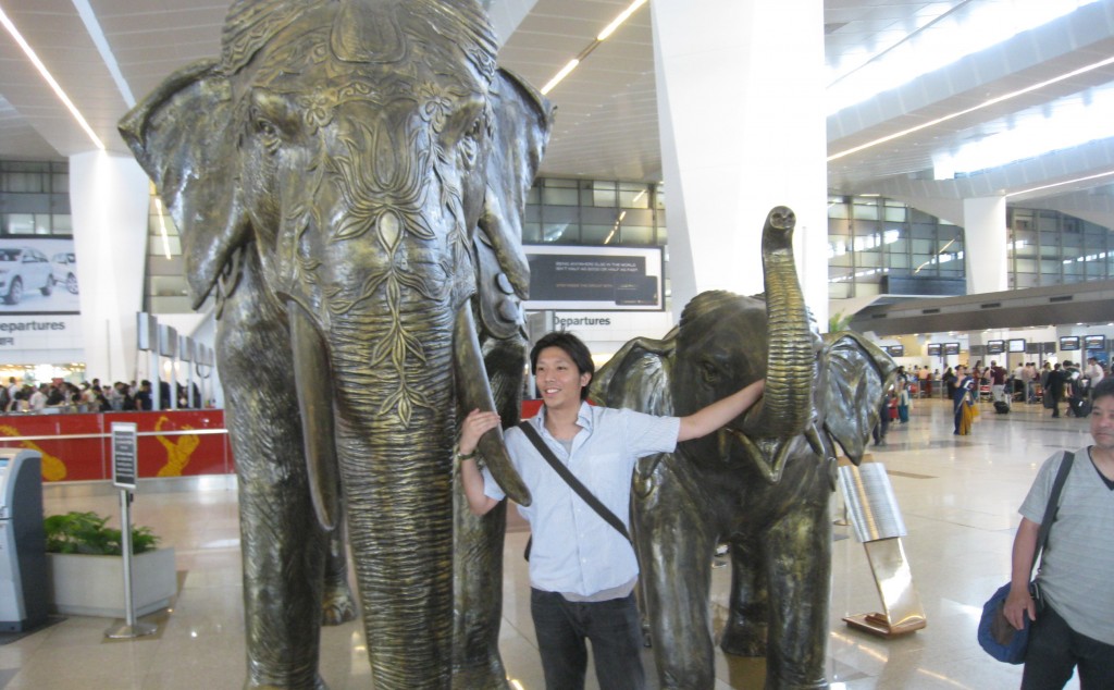 デリー空港の象の像