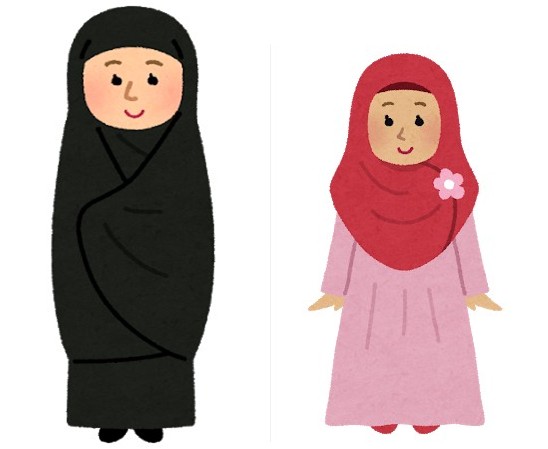 イラン チャドルとヒジャブのイラスト